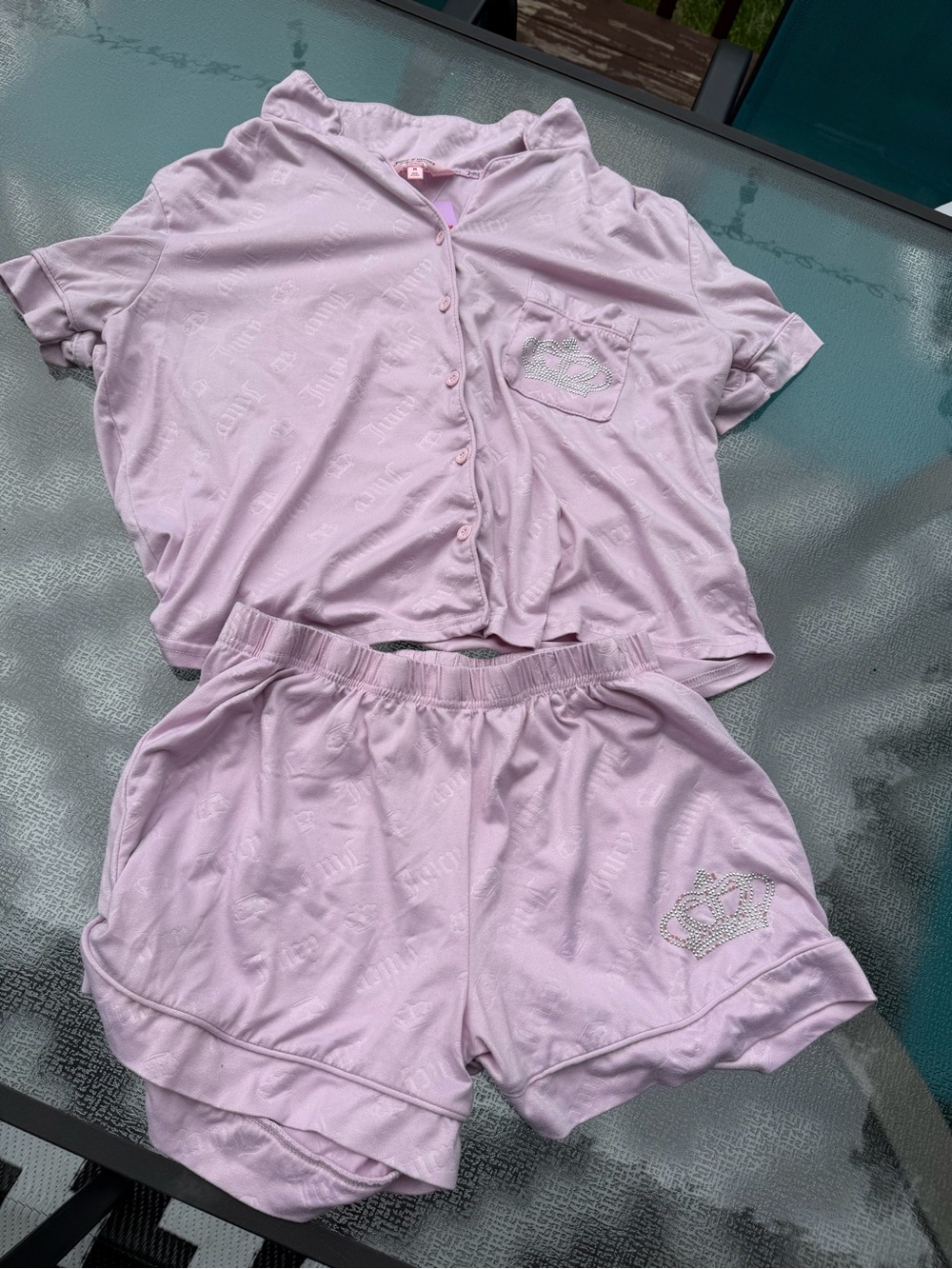 Juicy Couture Light Purple Short-Sleeve Button Pajama Set